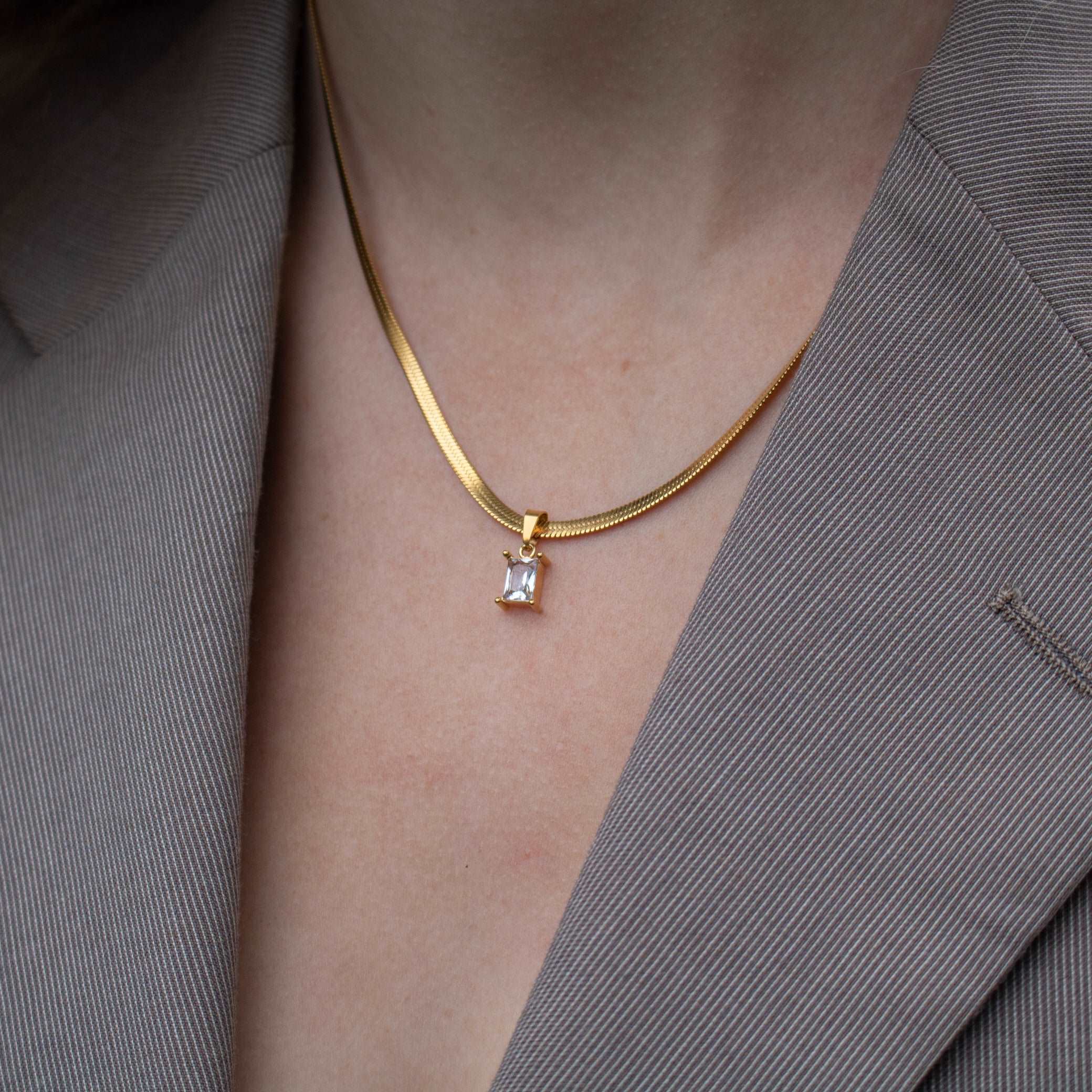 Noel Herringbone Necklace with Pendant