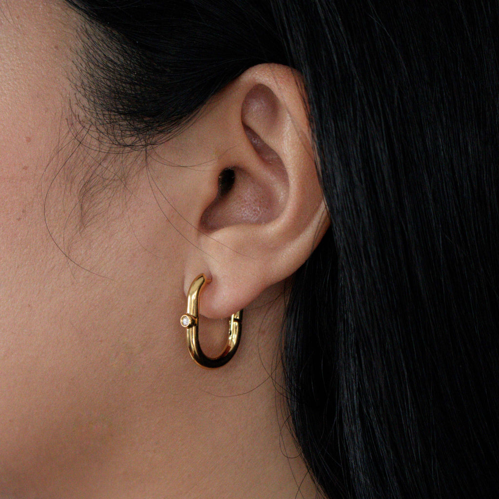 Sofiane Rectangular CZ Hoop Earrings