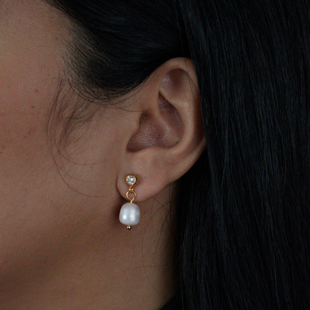 Celestine Sparkling Pearl Drop Earrings